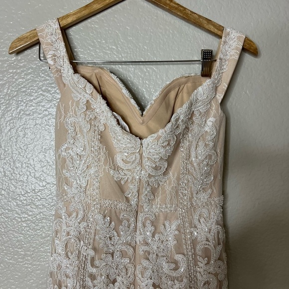 NWOT Luxe Promised Love White Beaded Lace Off-the-Shoulder Maxi Dress - Picture 11 of 13
